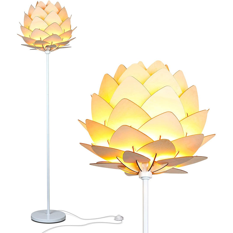 White 66" Torchiere Floor Lamp with Google Assistant for Kids