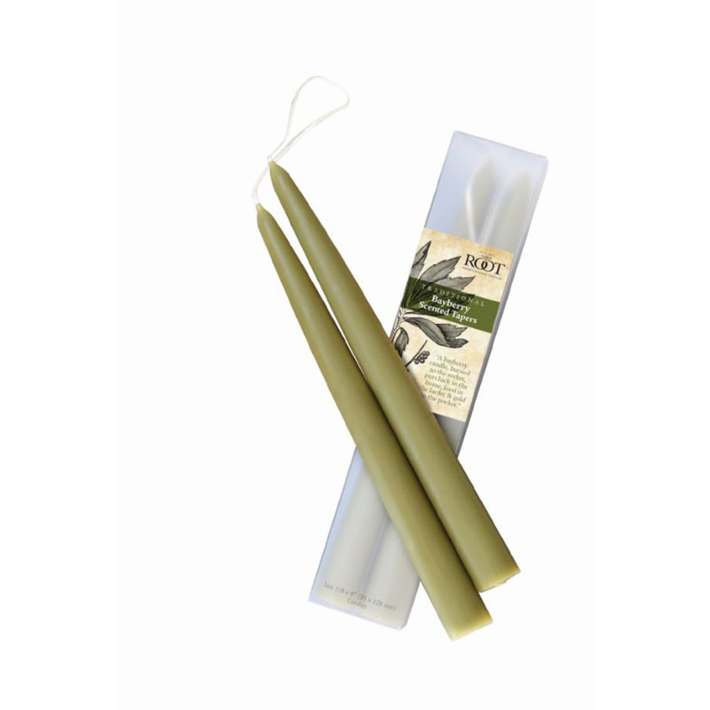 Bayberry Scented Beeswax 9" Taper Dinner Candles, 2-Pack