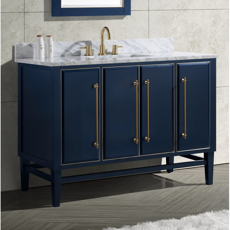43'' Carrara White Marble Vanity Top with Ceramic Sink