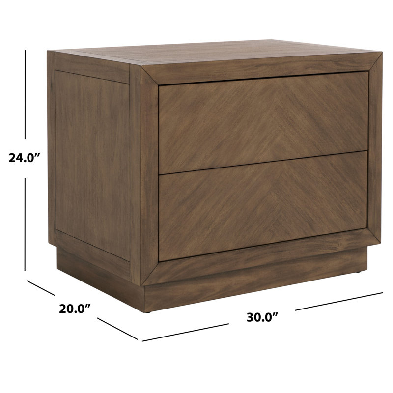 Steve 2-Drawer Brown Mahogany Wood Nightstand