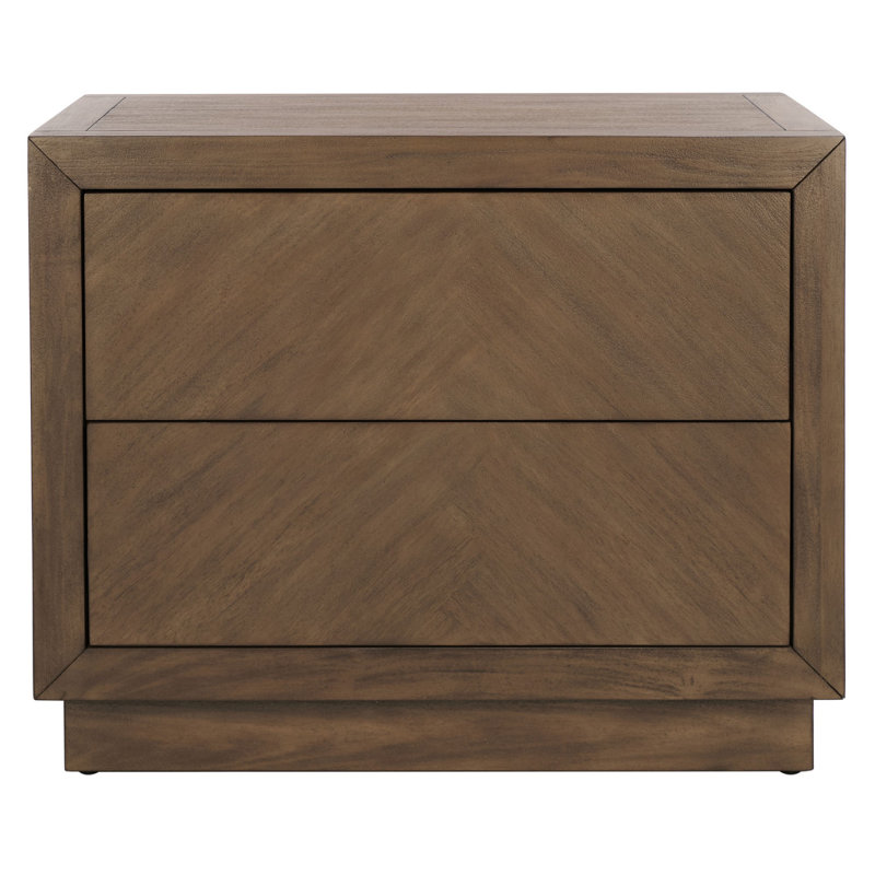 Steve 2-Drawer Brown Mahogany Wood Nightstand
