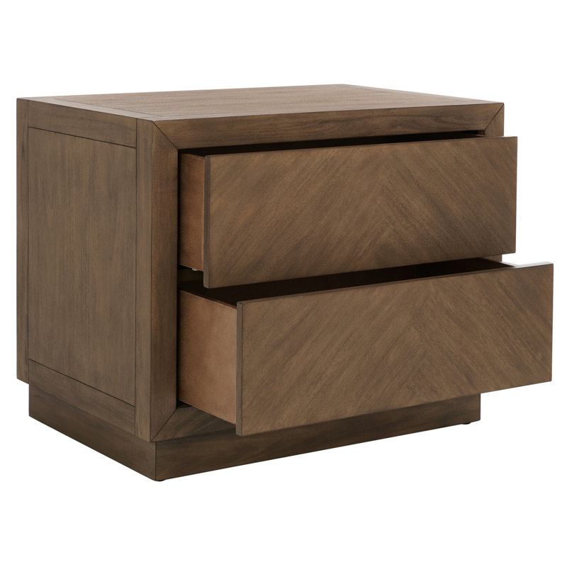 Steve 2-Drawer Brown Mahogany Wood Nightstand