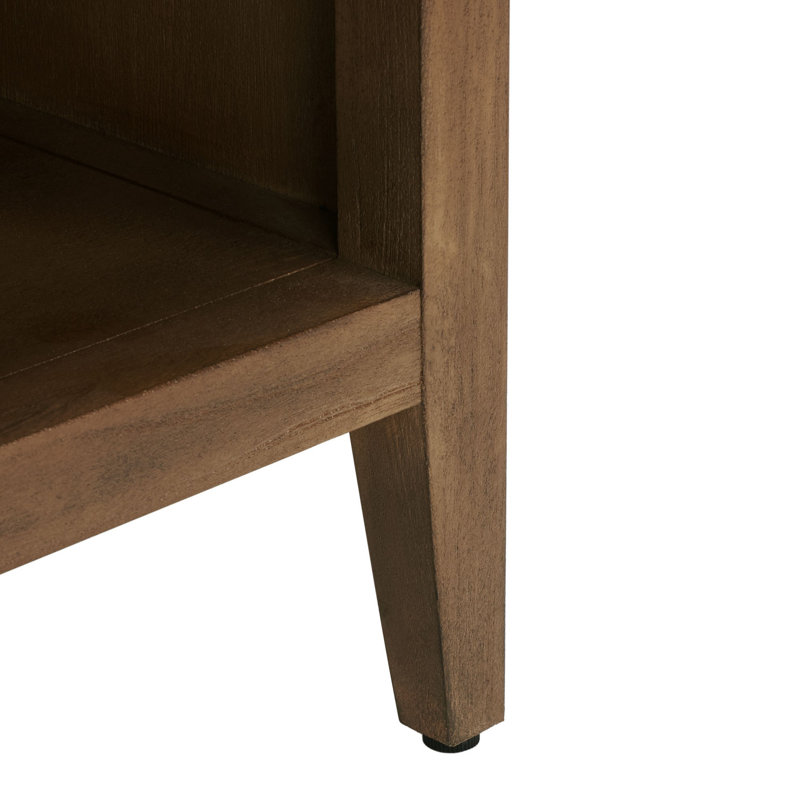 Ariella Brown Mahogany 1-Drawer Nightstand with Brass Pull