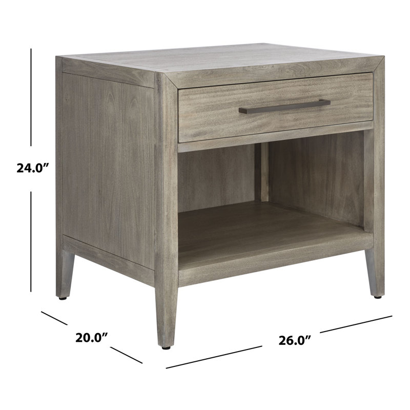 Ariella Light Gray Mahogany 1-Drawer Nightstand