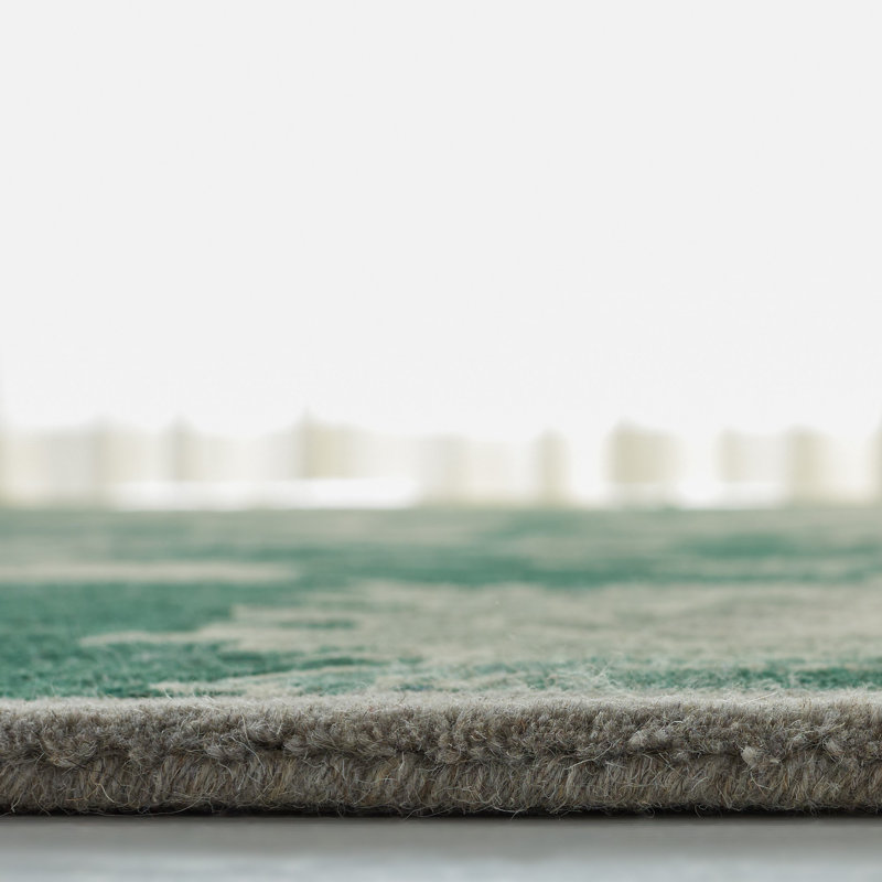 Elegant Hand-Knotted Floral Wool Rug in Gray, 9' x 12'