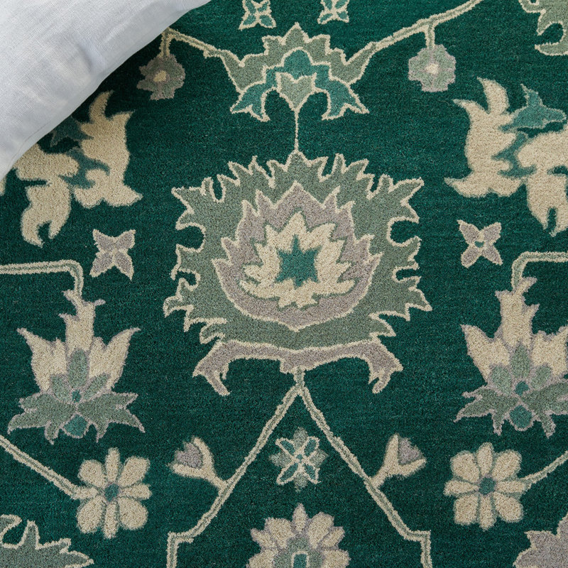 Elegant Hand-Knotted Floral Wool Rug in Gray, 9' x 12'