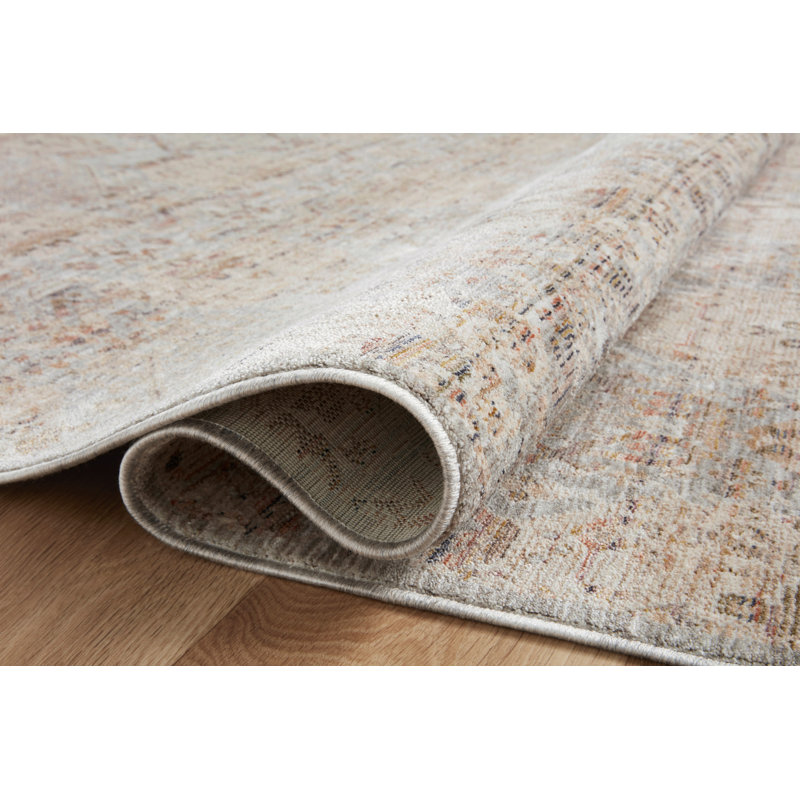 Gray Floral Motif Synthetic Rectangular Area Rug