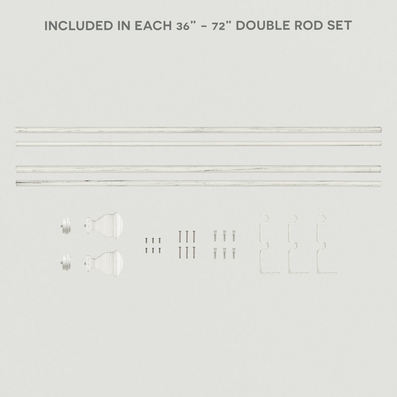 Gold Adjustable Double Curtain Rod with Carved Finials, 36"-72"