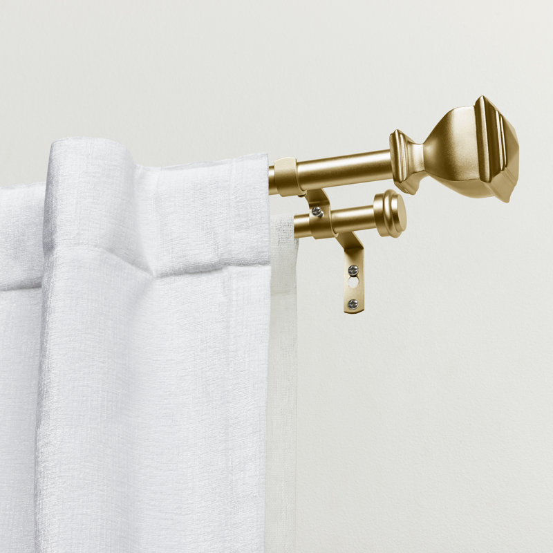 Gold Adjustable Double Curtain Rod with Carved Finials, 36"-72"