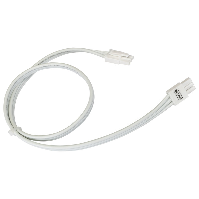 24-Inch White Under Cabinet Linkable Cable with Mounting Clips