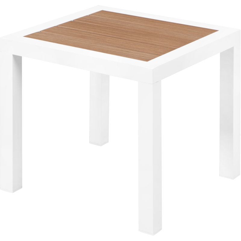 Nizuc Modern Brown and White Outdoor End Table with Aluminum Frame