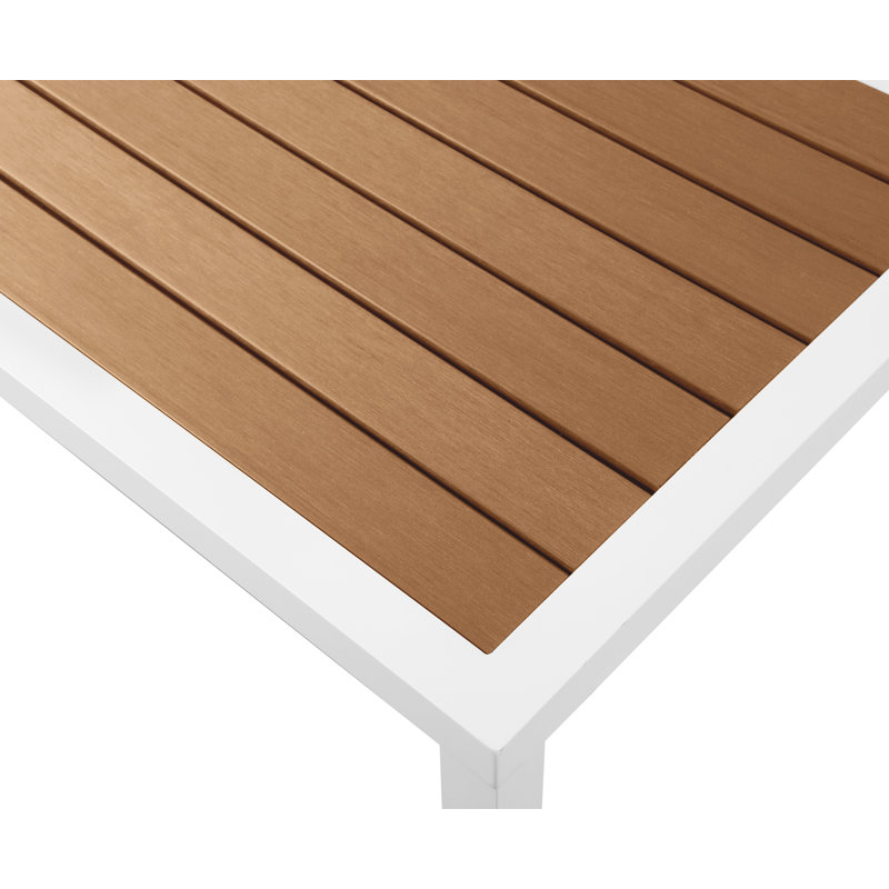 Nizuc Modern Brown and White Outdoor End Table with Aluminum Frame