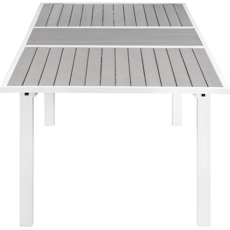 Nizuc Grey and White Aluminum Extendable Outdoor Dining Table