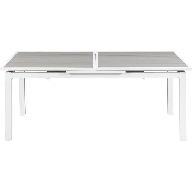 Nizuc Grey and White Aluminum Extendable Outdoor Dining Table