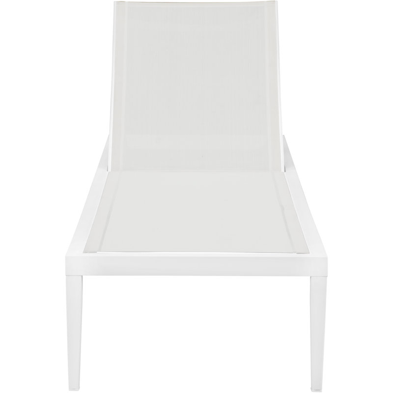 Nizuc Contemporary White Aluminum Mesh Outdoor Chaise Lounge