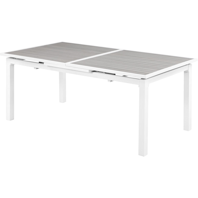 Nizuc Grey and White Aluminum Extendable Outdoor Dining Table