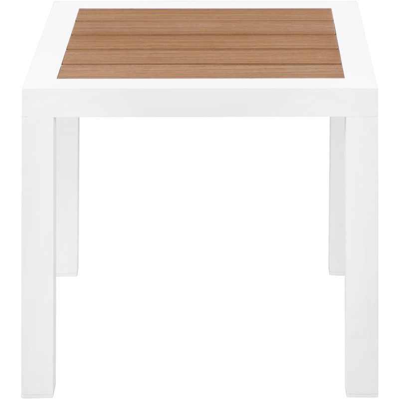 Nizuc Modern Brown and White Outdoor End Table with Aluminum Frame