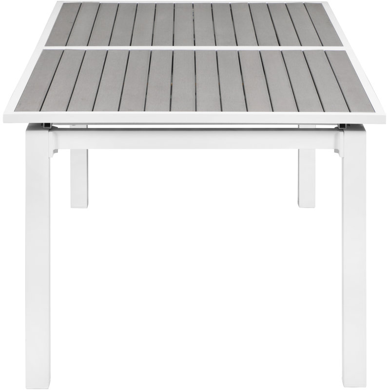 Nizuc Grey and White Aluminum Extendable Outdoor Dining Table