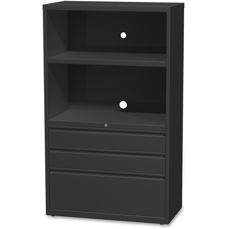 36" Black Steel 3-Drawer Legal Size Lockable File Cabinet