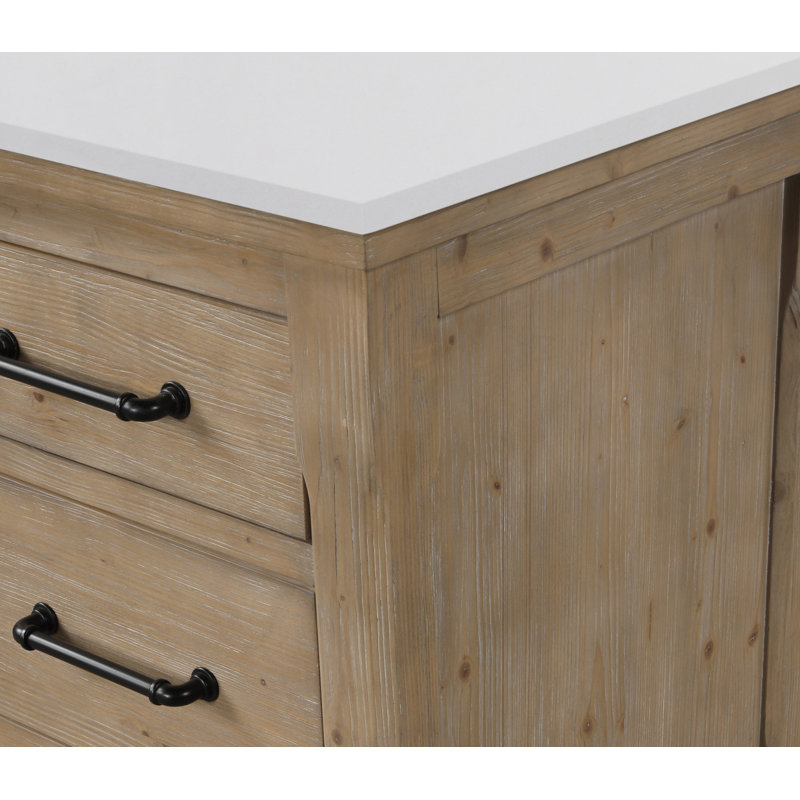 Lauren 55'' Weathered Fir Single Bathroom Vanity with White Stone Top