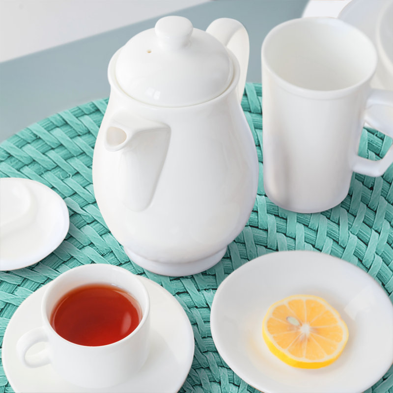 Teal and Beige Reversible Round Plastic Placemats, Set of 4