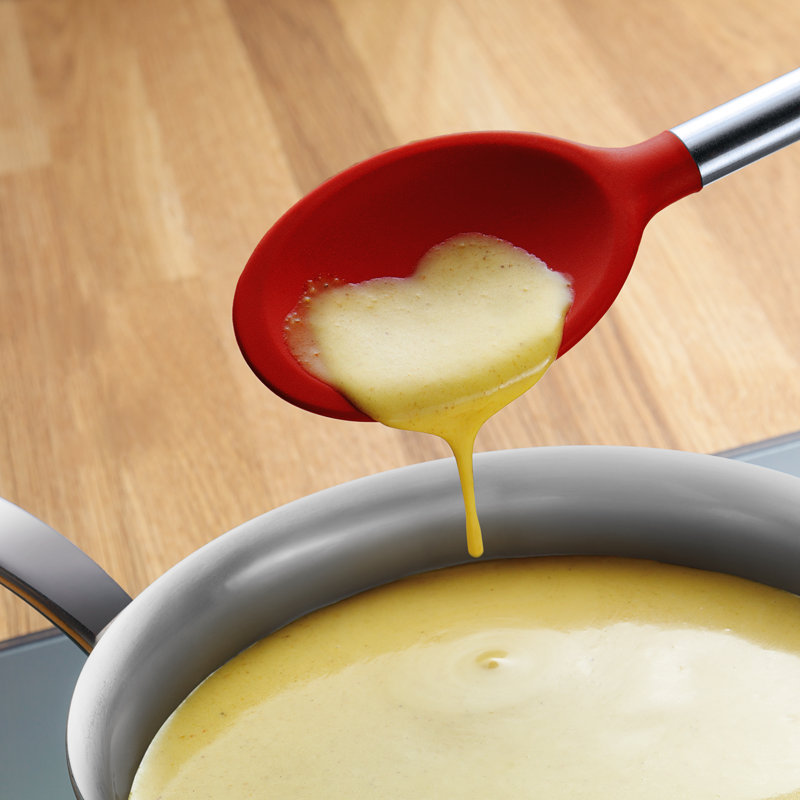 Cayenne Red Silicone Mixing Spoon with Stainless Steel Handle