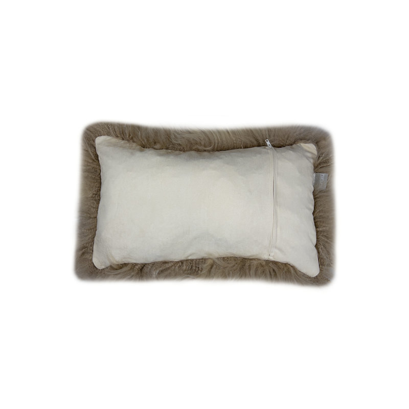 Taupe Sheepskin Rectangular Throw Pillow Set