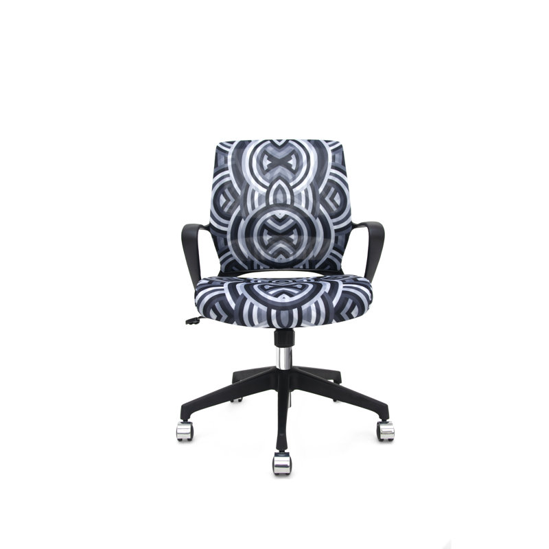 Echo Silver Swivel Task Chair with Black Mesh and Leather