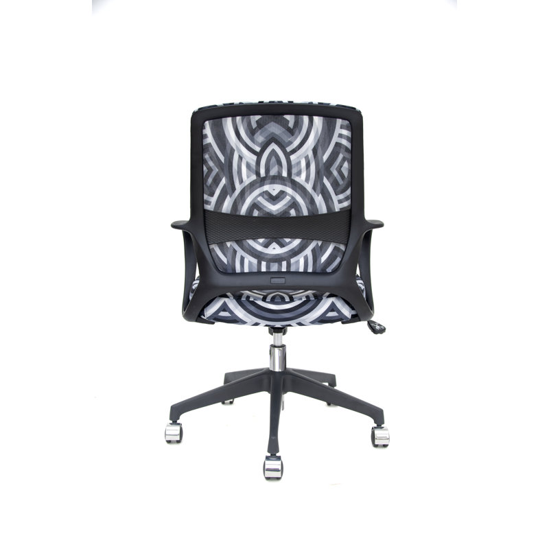 Echo Silver Swivel Task Chair with Black Mesh and Leather