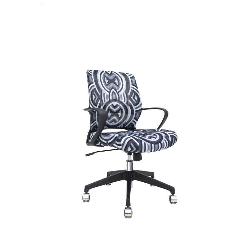 Echo Silver Swivel Task Chair with Black Mesh and Leather