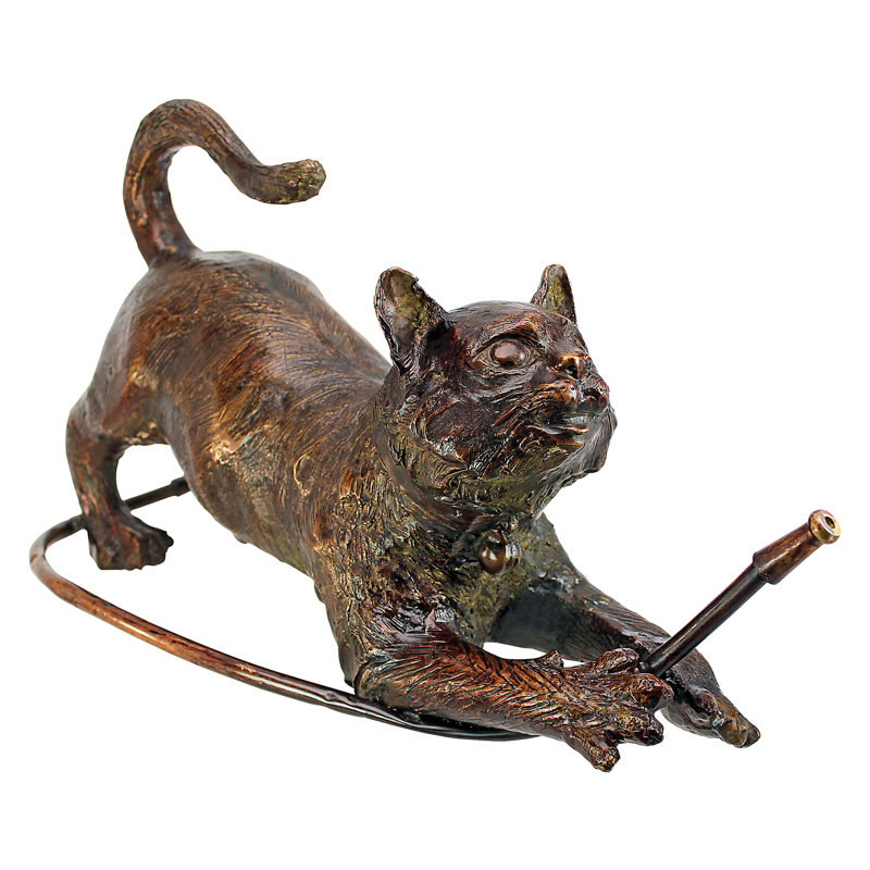 Bronze Mischievous Cat Garden Statue with Hose