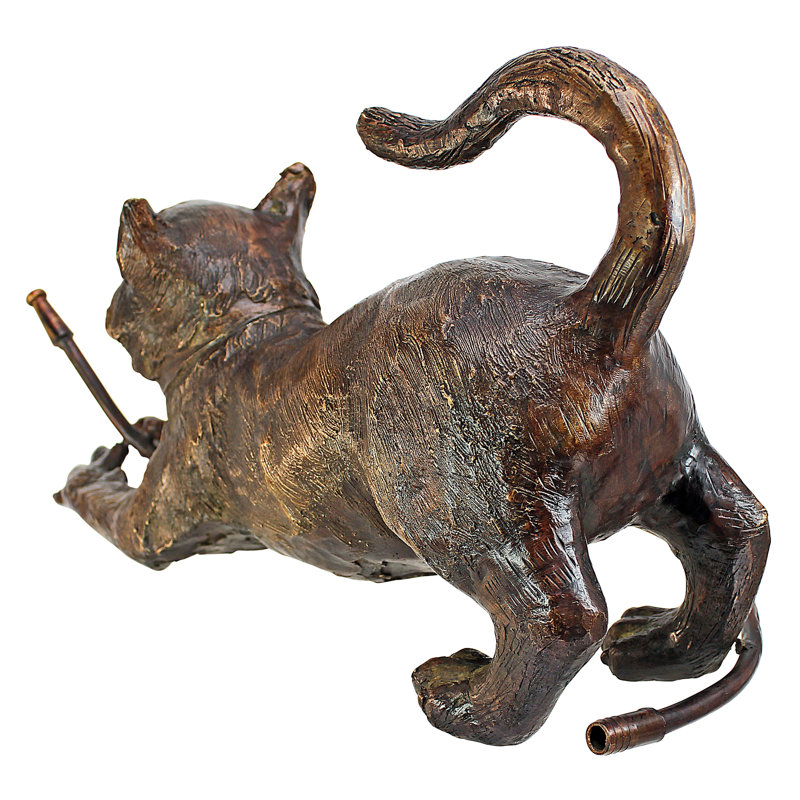 Bronze Mischievous Cat Garden Statue with Hose