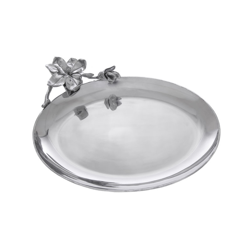 Magnolia Aluminum Oval Platter with Floral Design