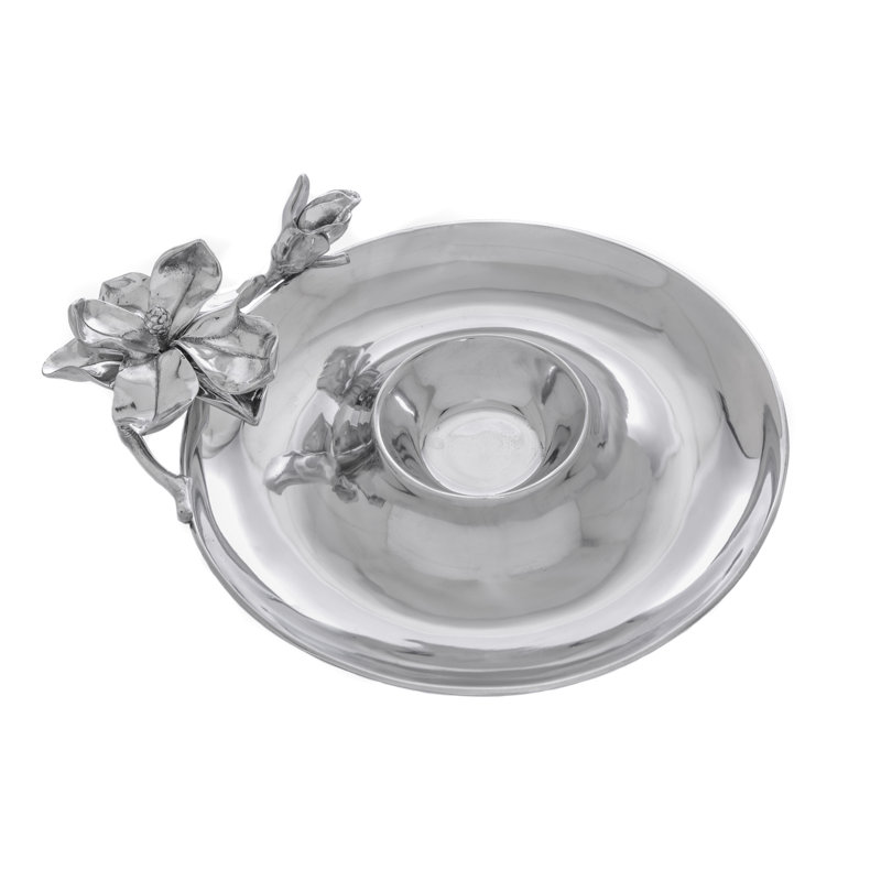 Magnolia Bloom Aluminum Chip and Dip Platter