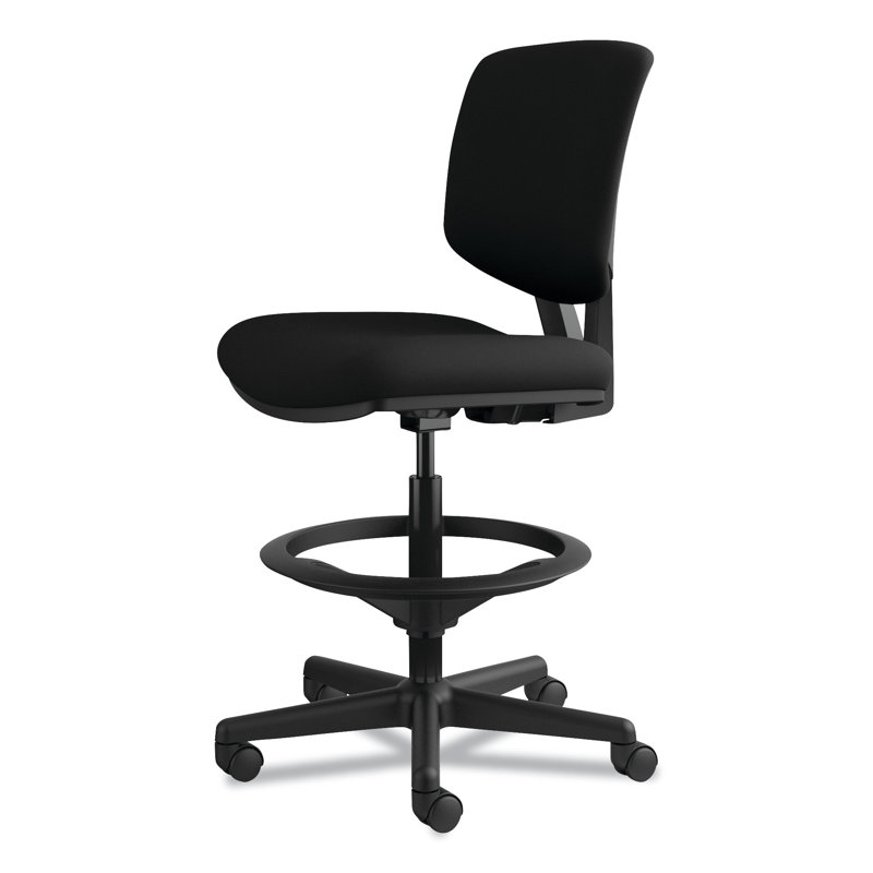 Adjustable 360 Swivel Black Polyester Task Chair with Footrest