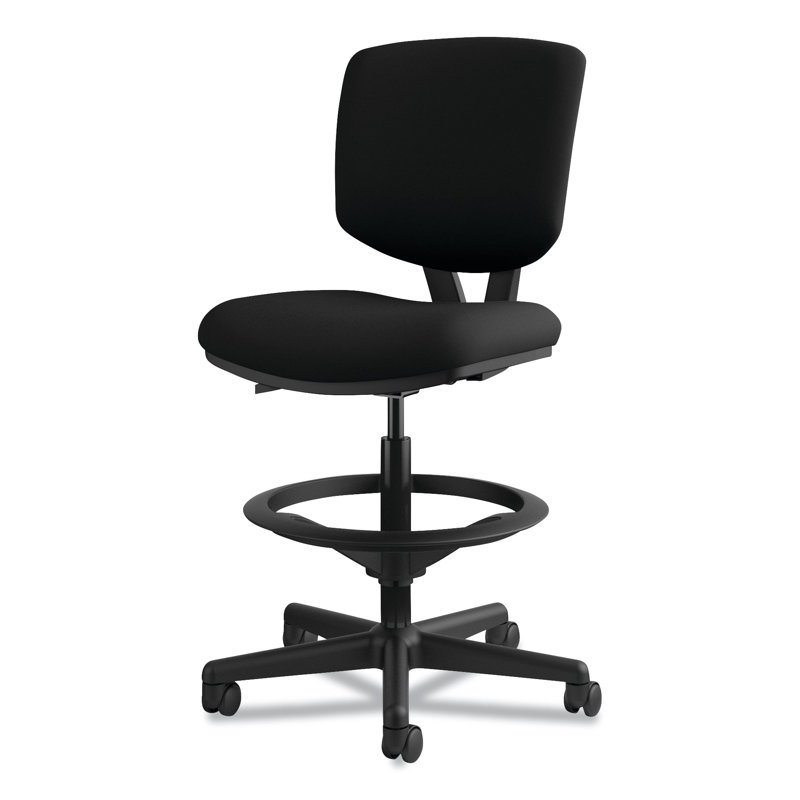 Adjustable 360 Swivel Black Polyester Task Chair with Footrest