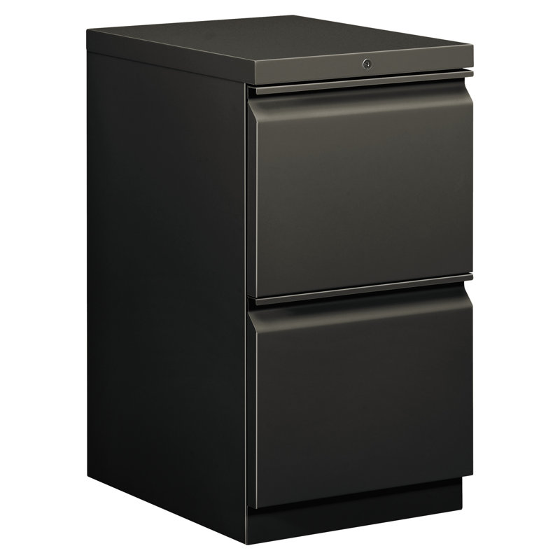 Charcoal Gray Mobile 2-Drawer Lockable Pedestal
