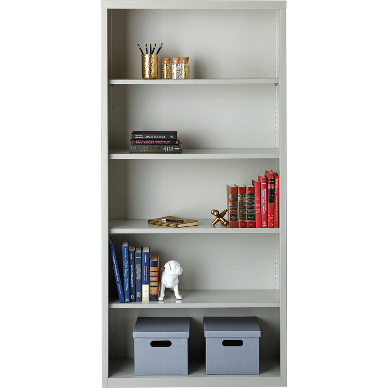 Fortress Light Gray Adjustable Metal 72" Bookcase