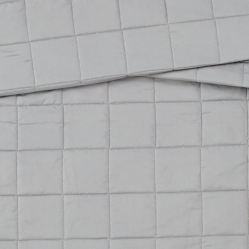 Full Grey Microfiber Quilt Set with Shams