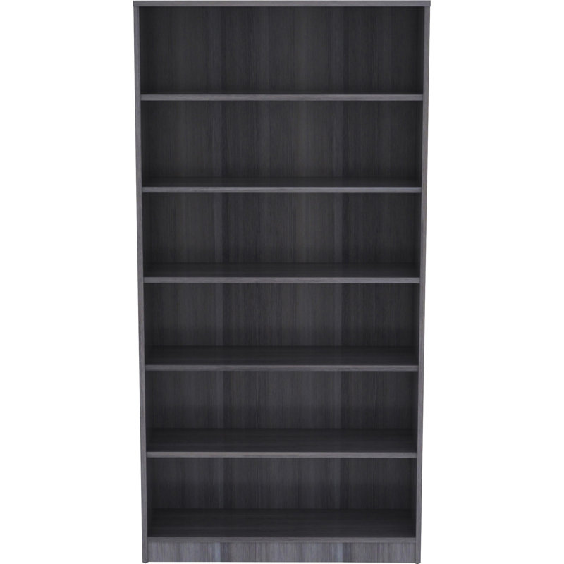 Weathered Charcoal Adjustable 6-Shelf Laminate Bookcase