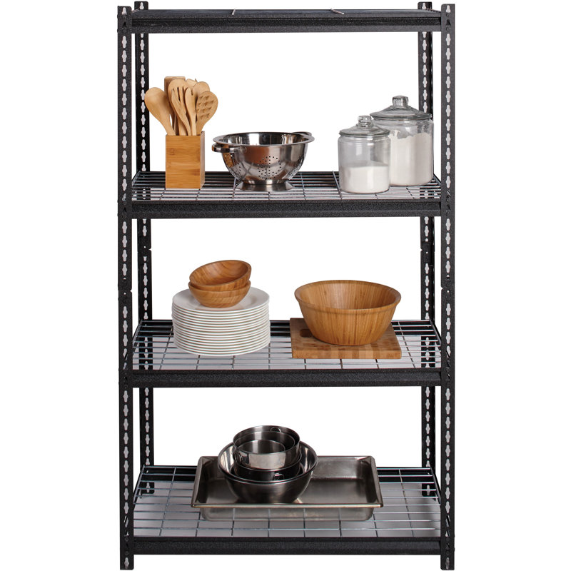 Versatile 36'' Black Steel Boltless Shelving Unit with Adjustable Height