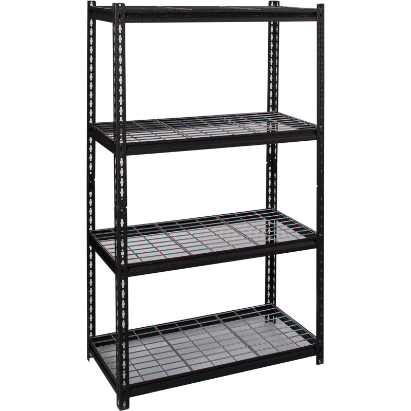 Versatile 36'' Black Steel Boltless Shelving Unit with Adjustable Height