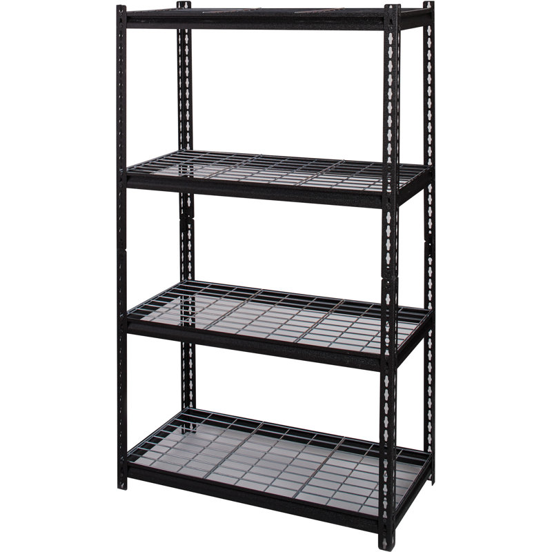 Versatile 36'' Black Steel Boltless Shelving Unit with Adjustable Height