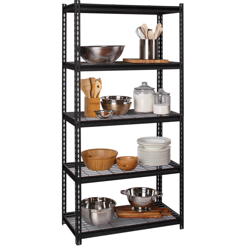Black Steel Adjustable Wire Deck Shelving Unit, 72" x 36" x 18"