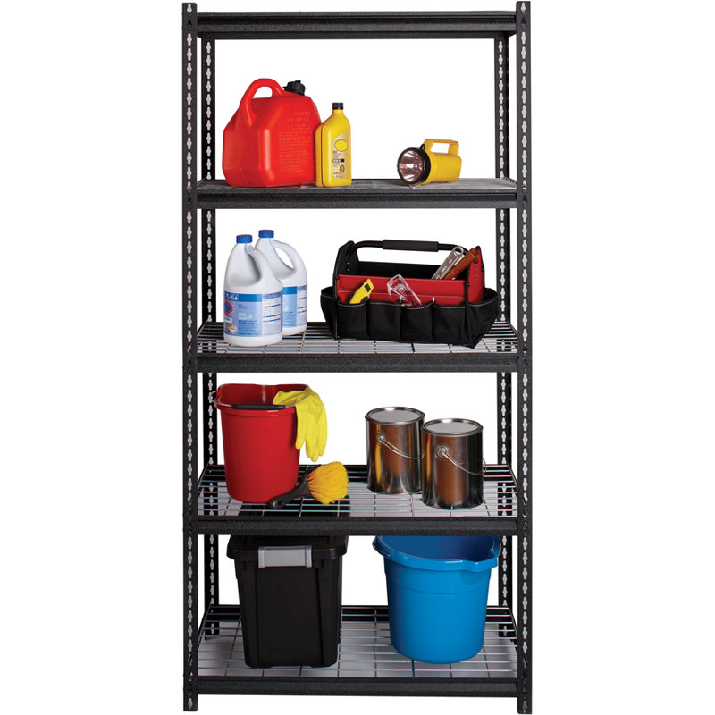 Black Steel Adjustable Wire Deck Shelving Unit, 72" x 36" x 18"