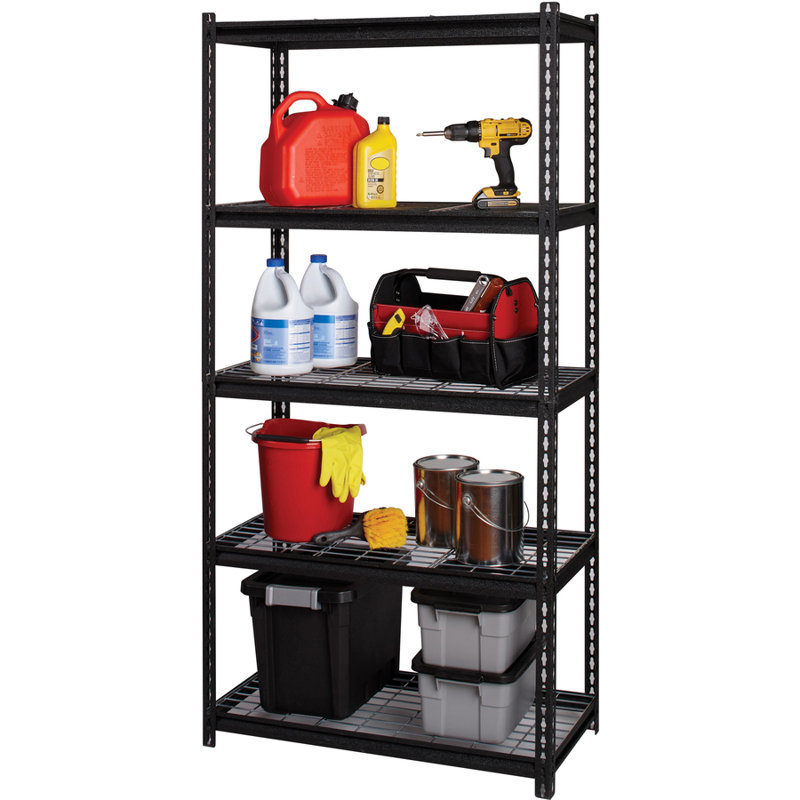 Black Steel Adjustable Wire Deck Shelving Unit, 72" x 36" x 18"