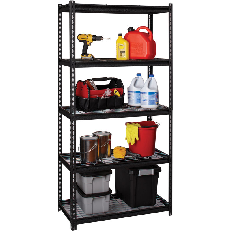 Black Steel Adjustable Wire Deck Shelving Unit, 72" x 36" x 18"