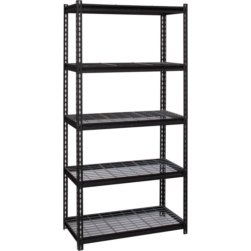 Black Steel Adjustable Wire Deck Shelving Unit, 72" x 36" x 18"