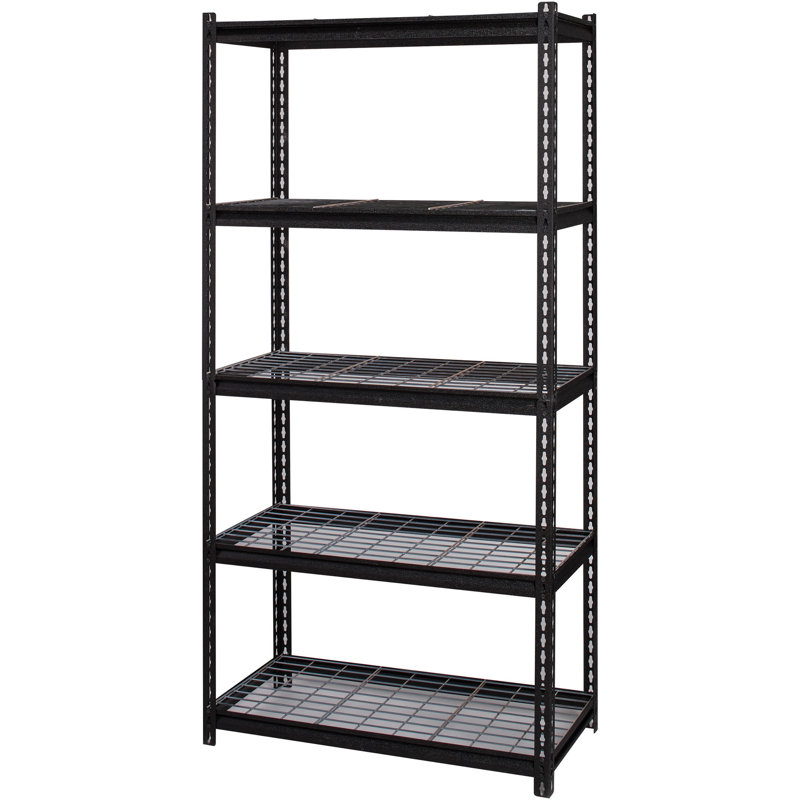 Black Steel Adjustable Wire Deck Shelving Unit, 72" x 36" x 18"