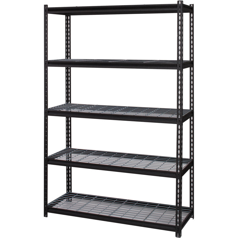 Adjustable Black Steel Wire Shelving Unit, 72"H x 48"W
